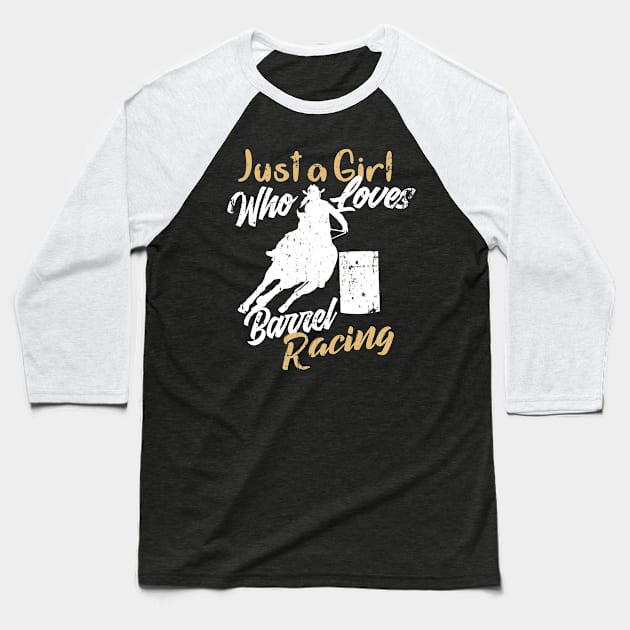 Cowgirl who loves Barrel Racing Baseball T-Shirt by Gold Wings Tees